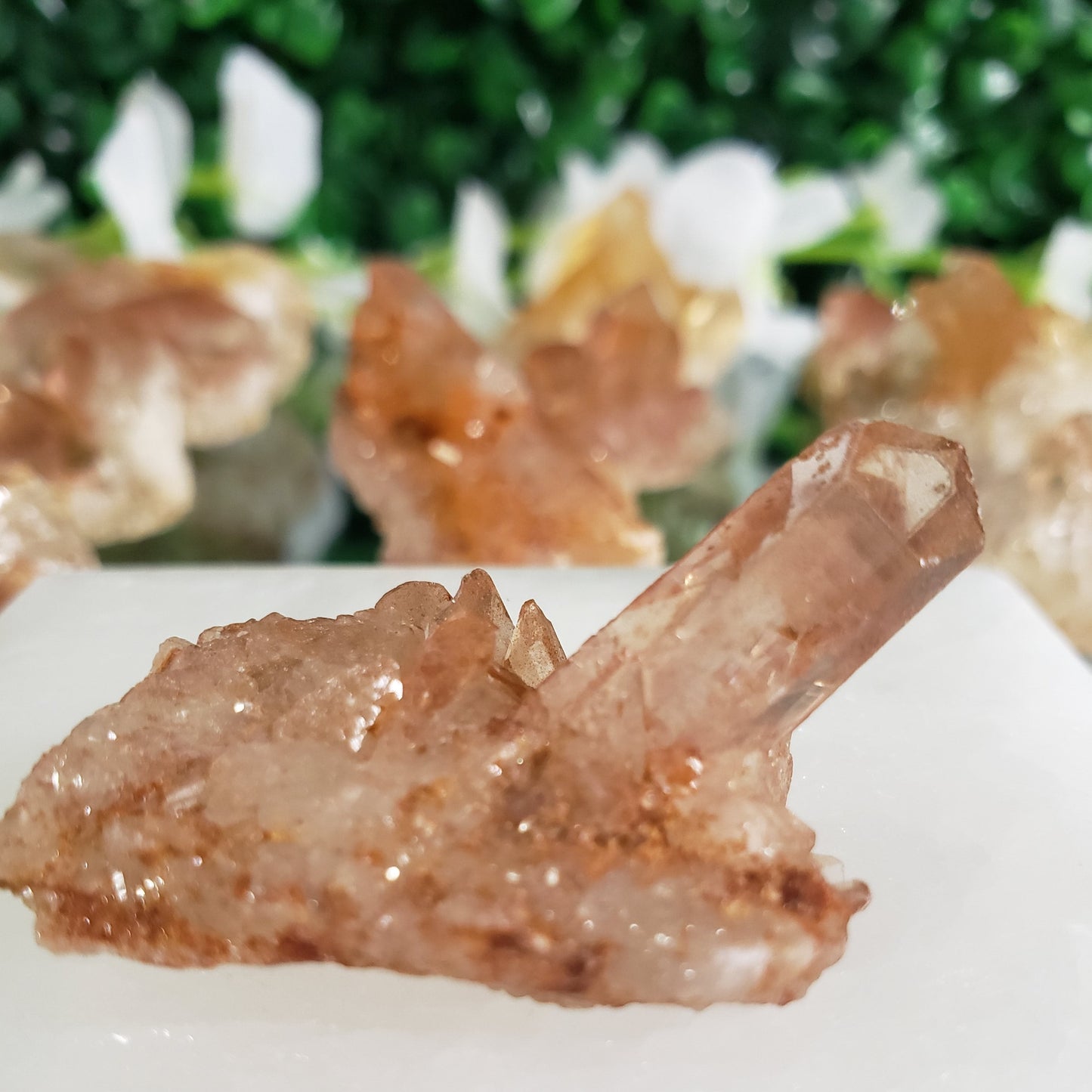 Natural Tangerine Quartz Clusters