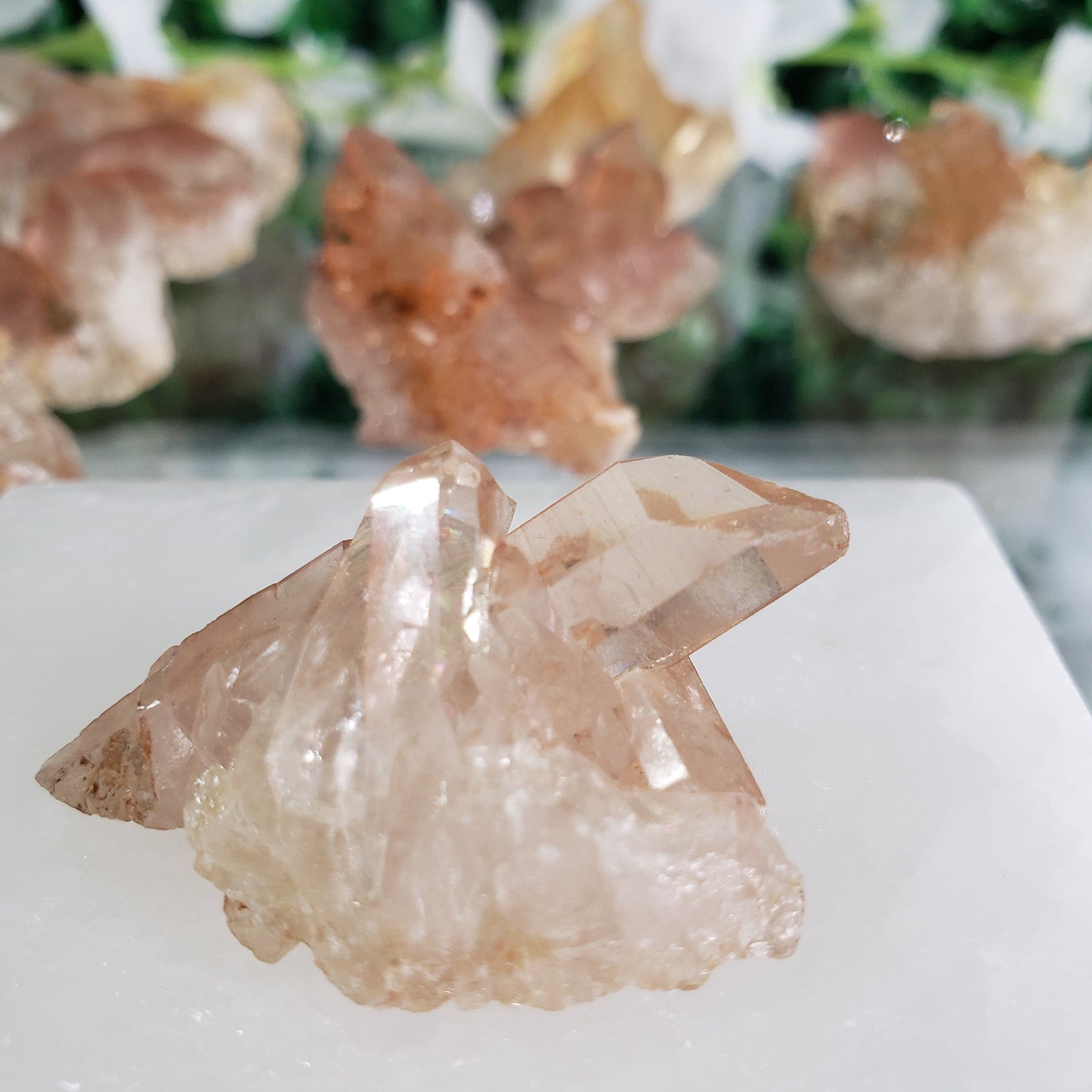 Natural Tangerine Quartz Clusters