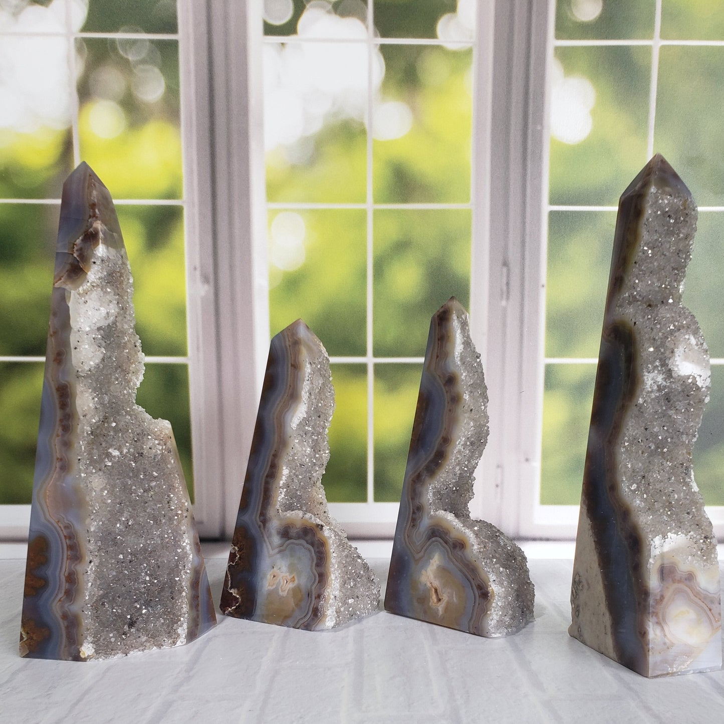 Chocolate Druzy Agate Towers