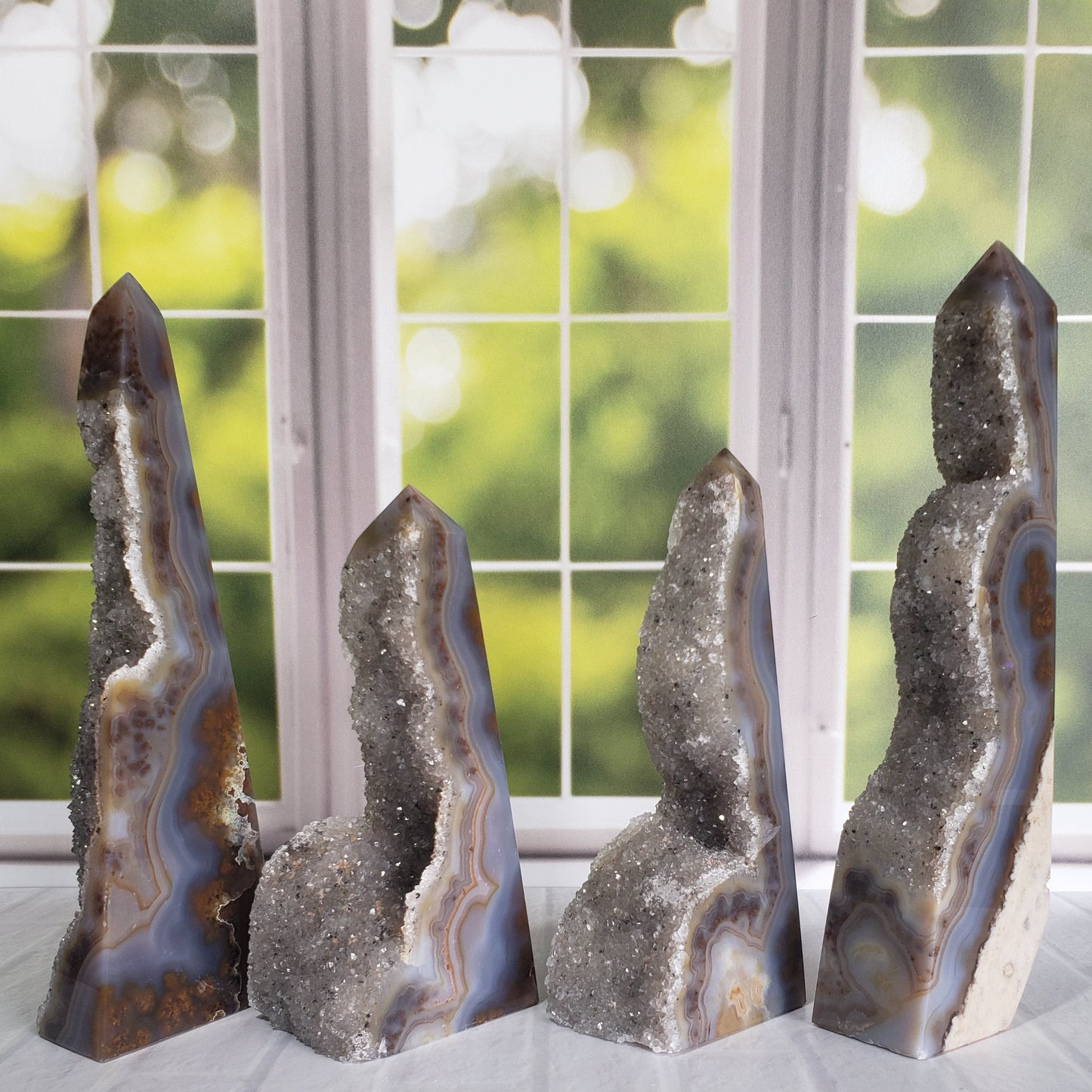 Chocolate Druzy Agate Towers