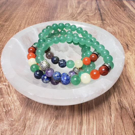 Chakra & Green Aventurine Beaded Bracelet