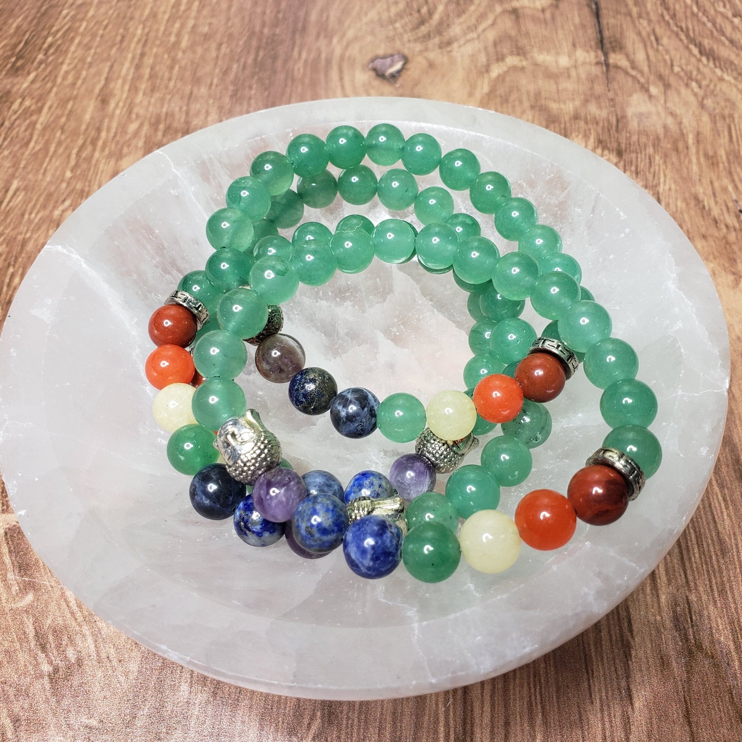 Chakra & Green Aventurine Beaded Bracelet