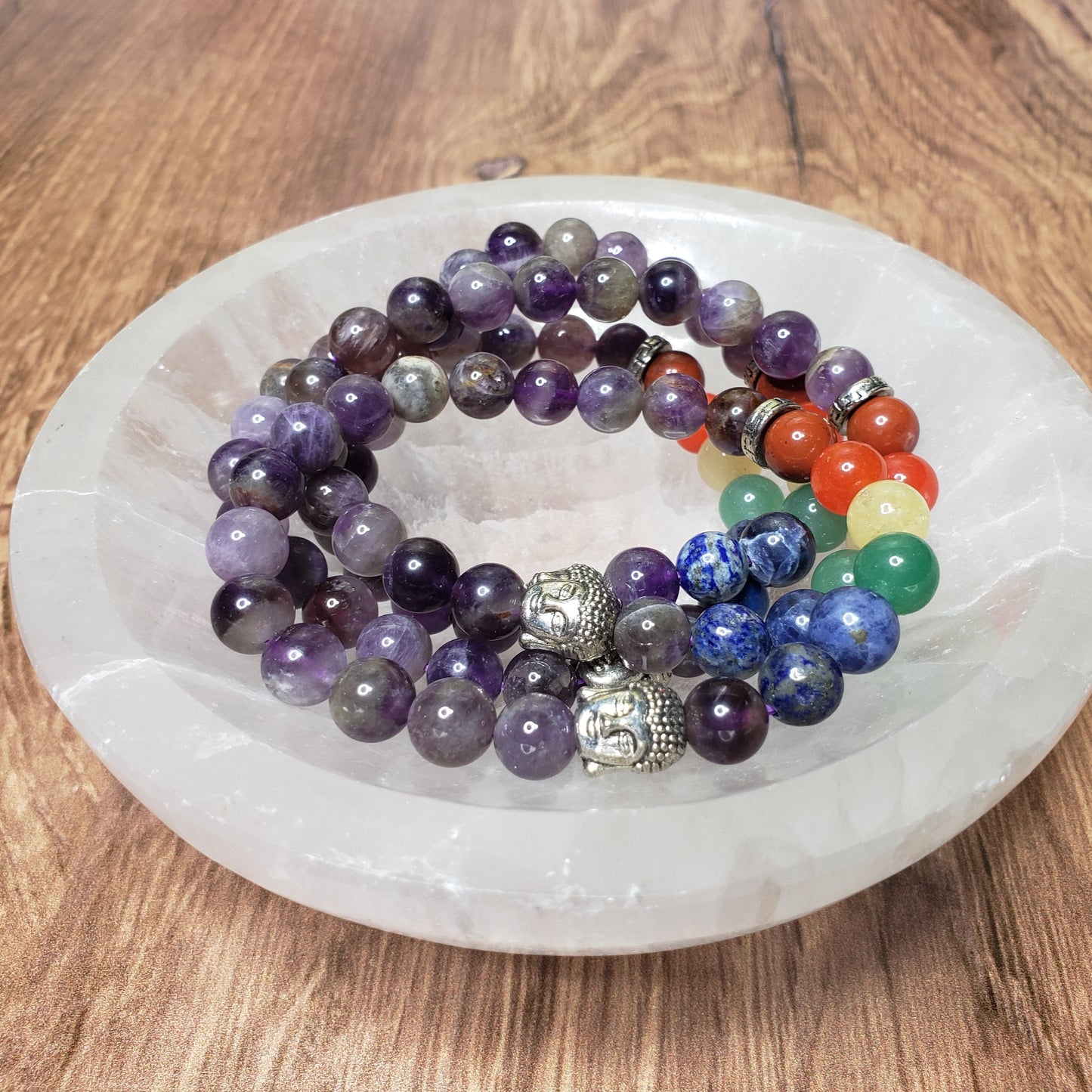 Chakra & Amethyst Beaded Bracelet