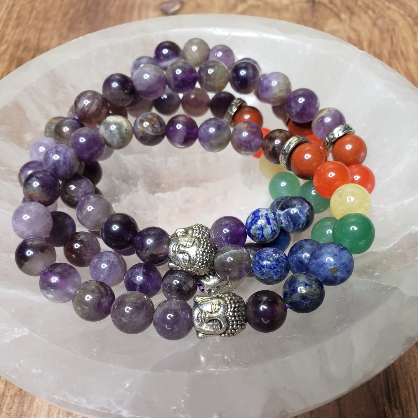 Chakra & Amethyst Beaded Bracelet