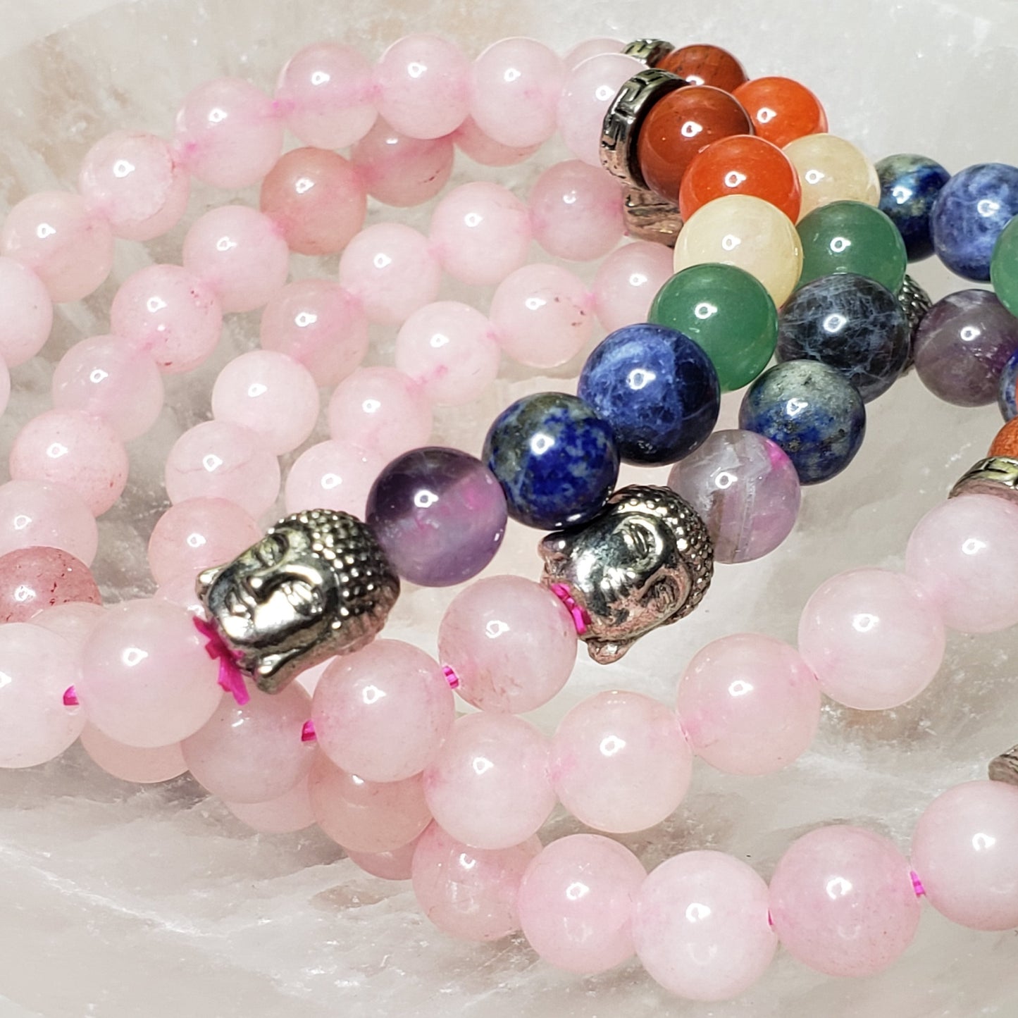 Chakra and Rose Quartz Beaded Bracelet