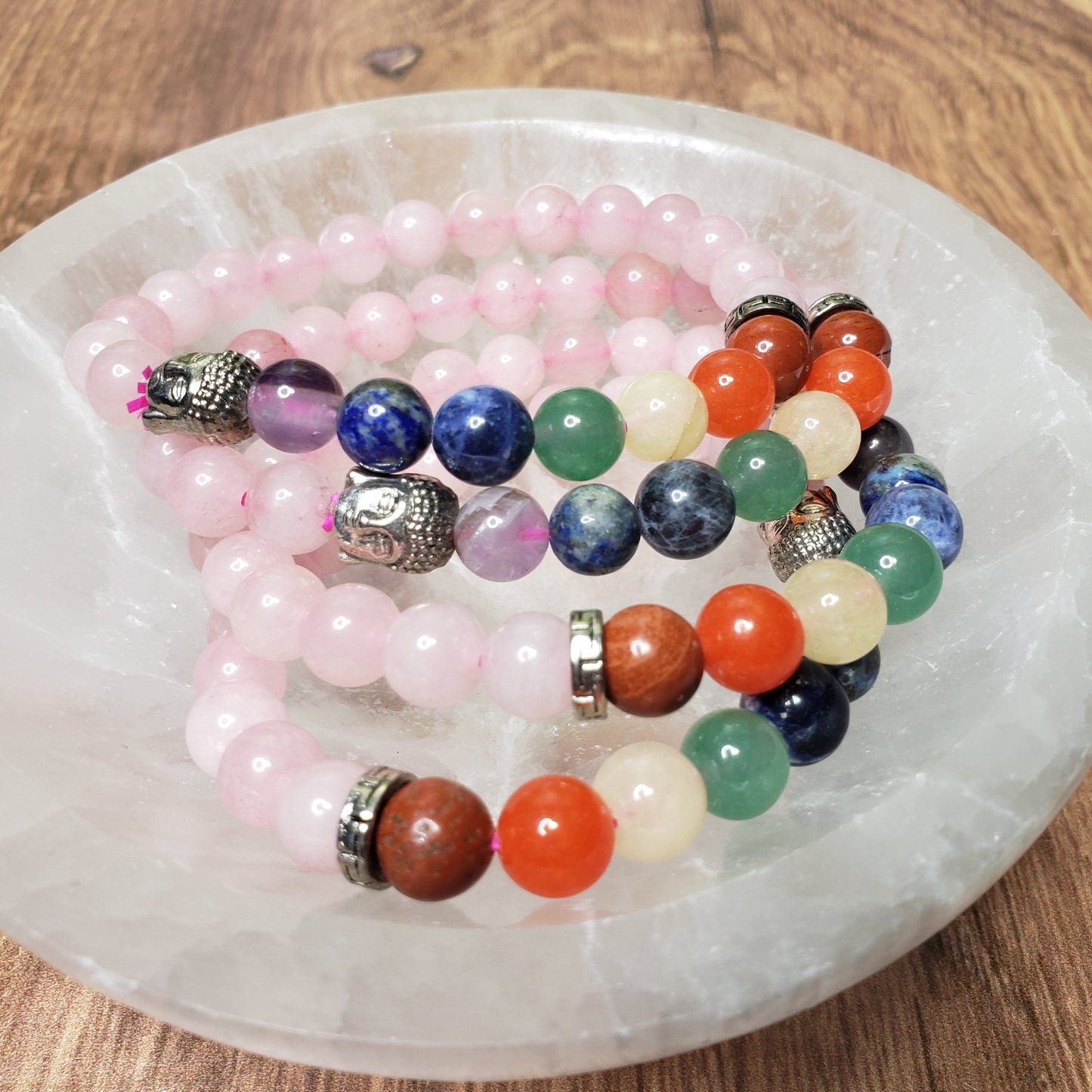 Chakra and Rose Quartz Beaded Bracelet