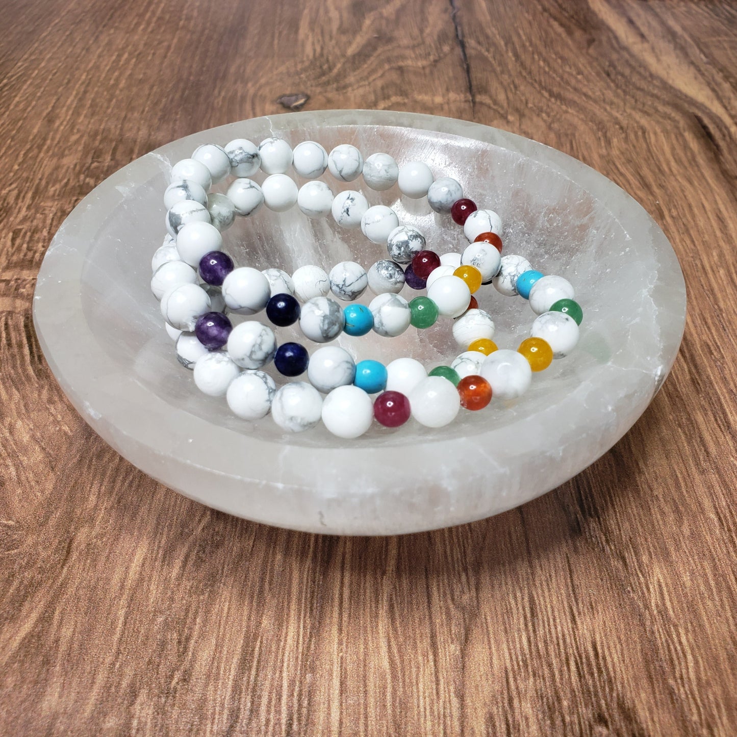 Chakra and Howlite Beaded Bracelet