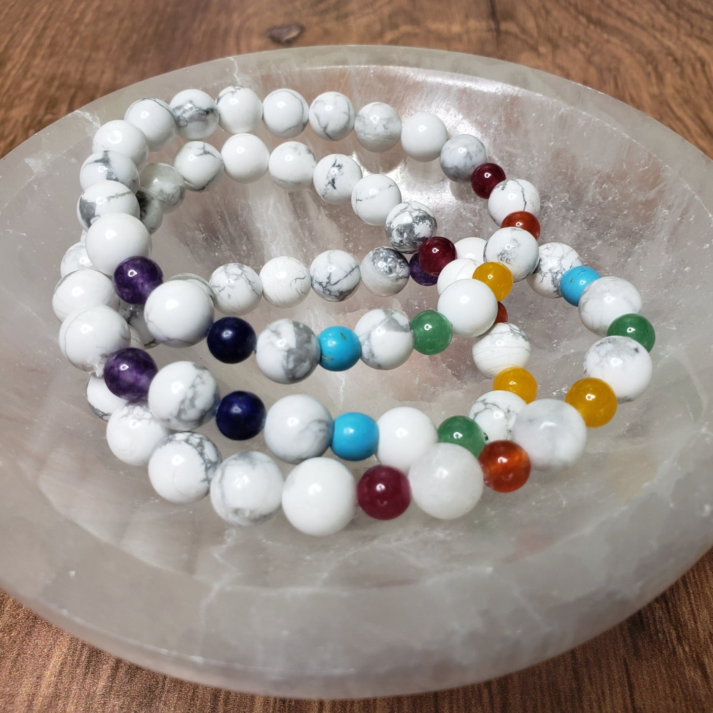 Chakra and Howlite Beaded Bracelet