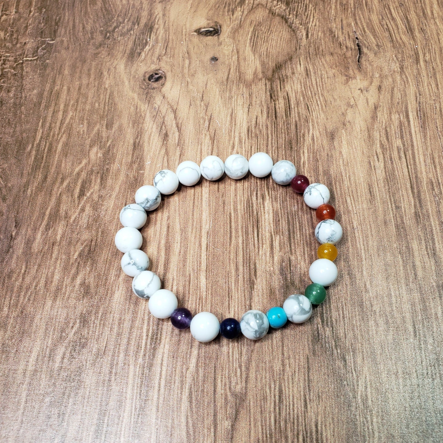 Chakra and Howlite Beaded Bracelet