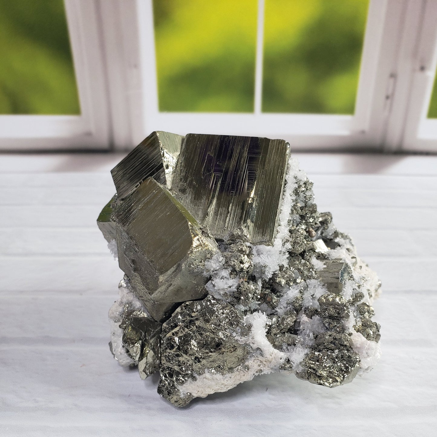 Cubic Pyrite with Quartz on Matrix