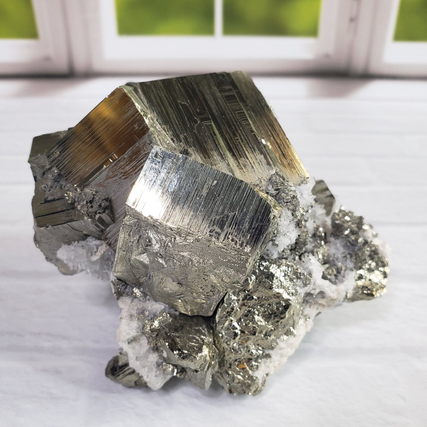 Cubic Pyrite with Quartz on Matrix