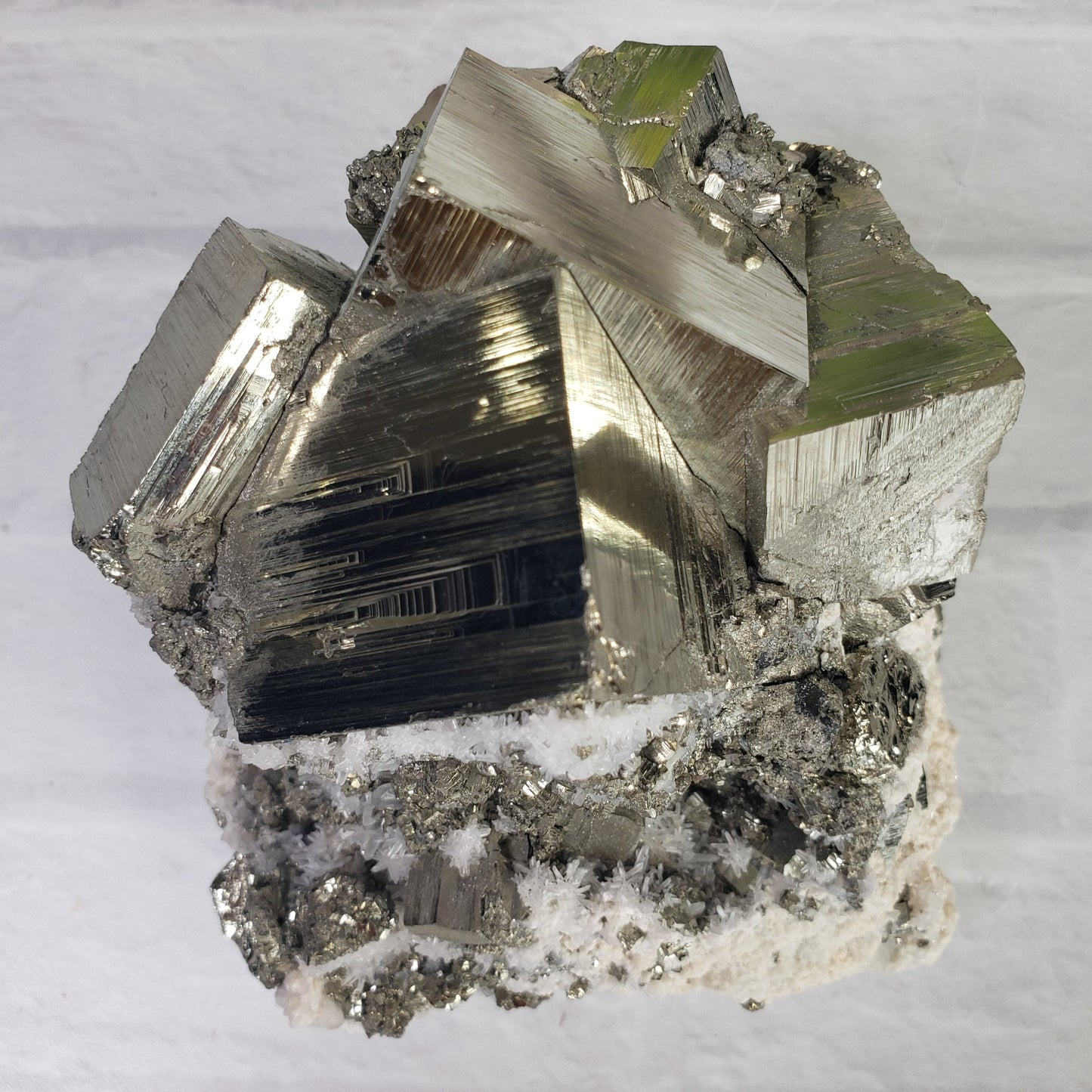 Cubic Pyrite with Quartz on Matrix