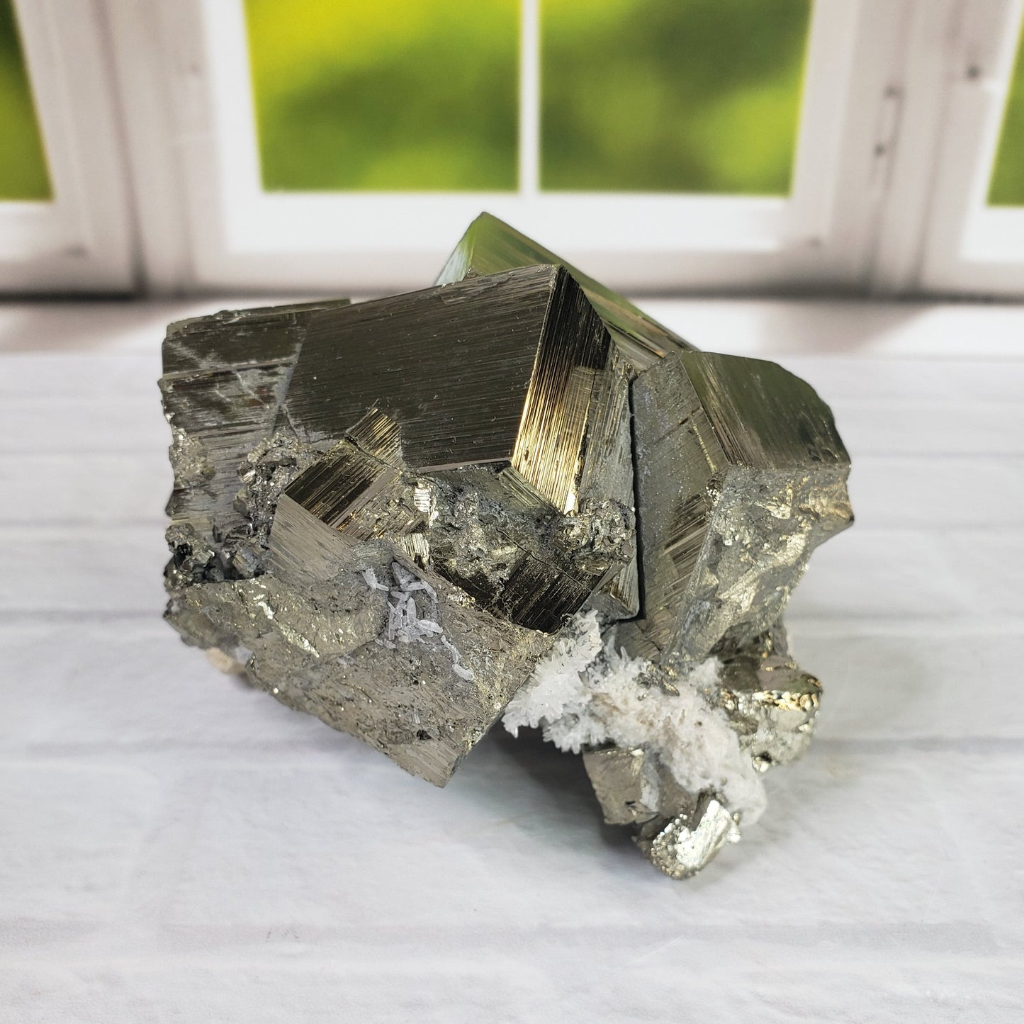 Cubic Pyrite with Quartz on Matrix