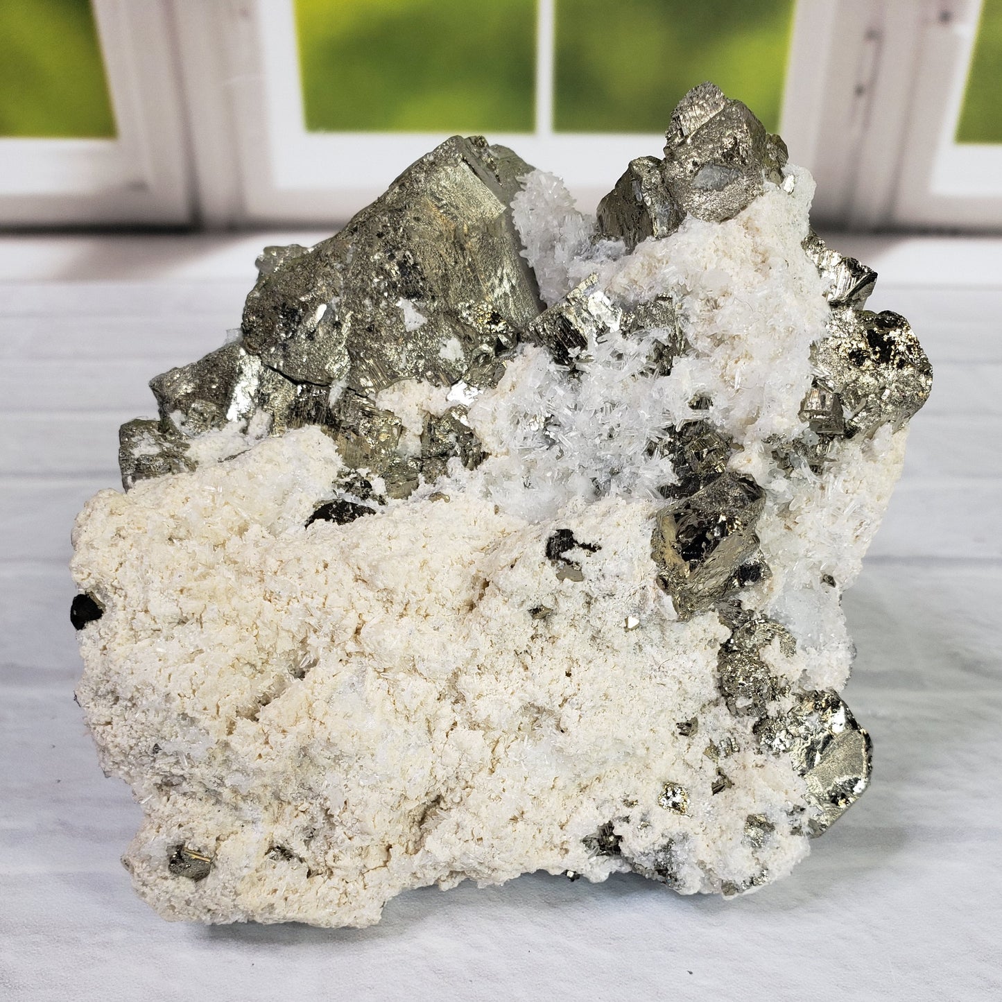 Cubic Pyrite with Quartz on Matrix