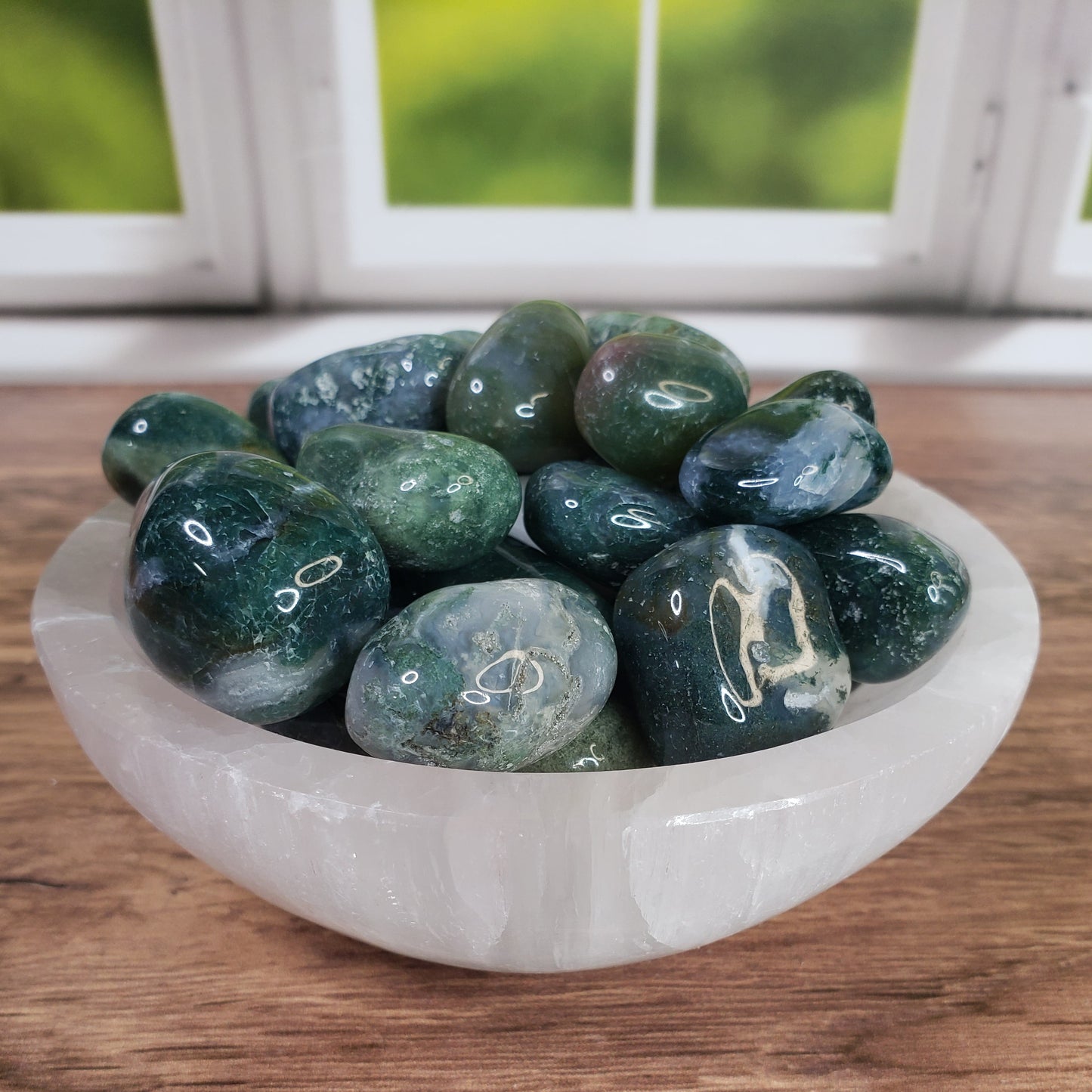 Green Moss Agate Tumbled Stones