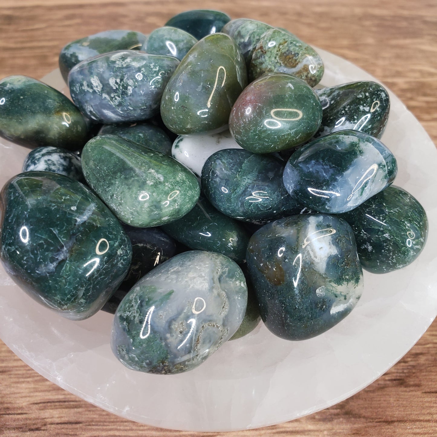 Green Moss Agate Tumbled Stones