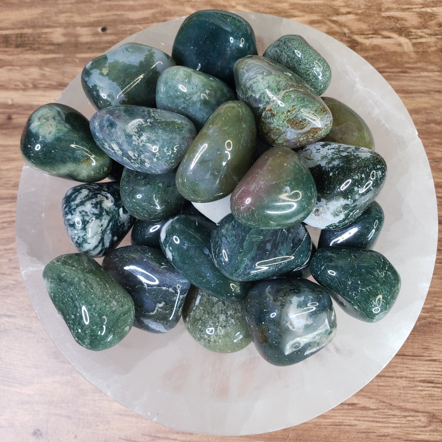 Green Moss Agate Tumbled Stones