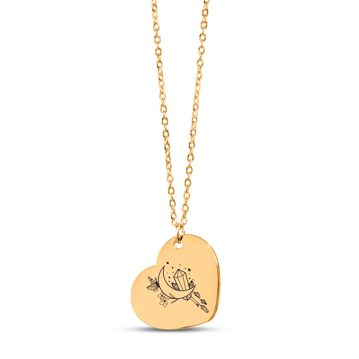 Engravable Lunar Crystal Bloom Heart Necklace