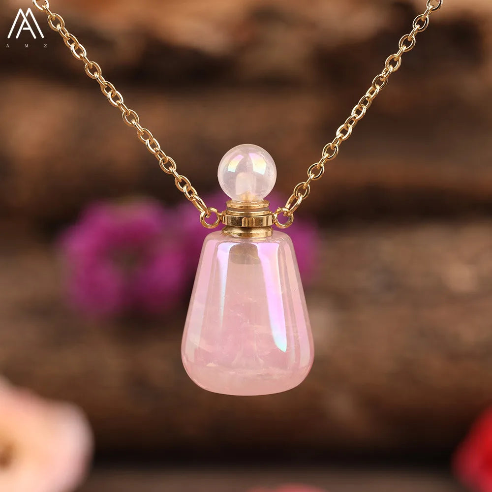 Angel Aura White Quartz Crystal Perfume Bottle Necklace