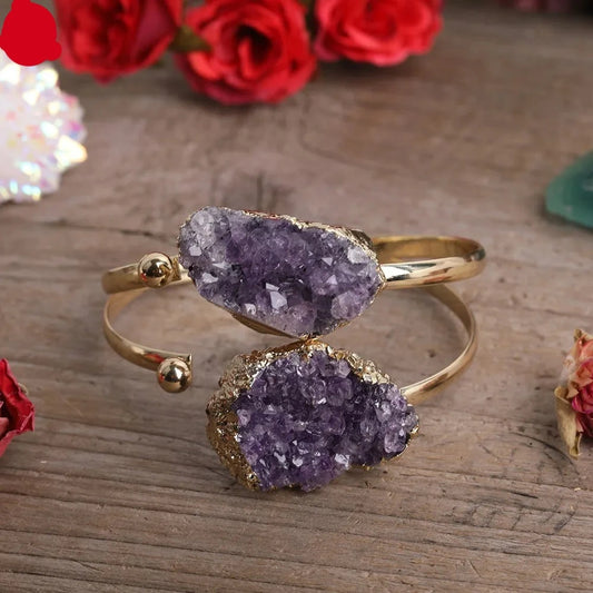 Natural Amethyst Cluster Cuff Bracelets