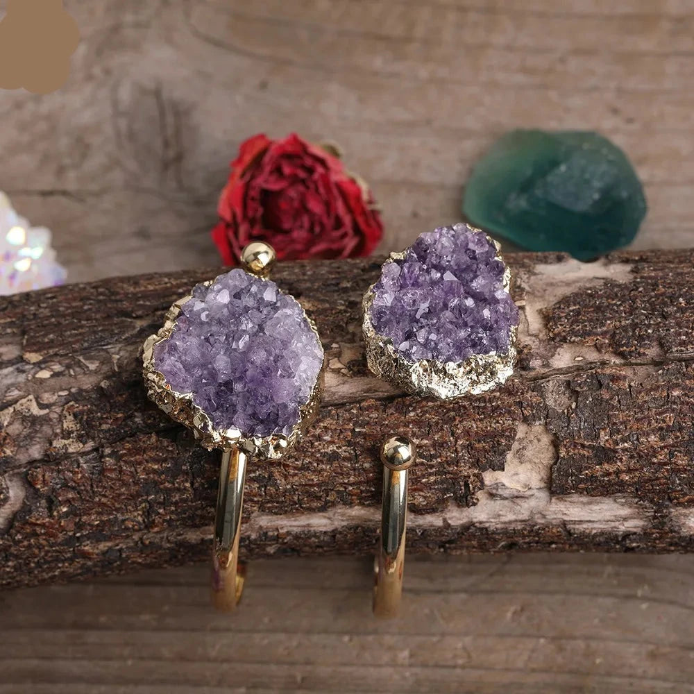 Natural Amethyst Cluster Cuff Bracelets