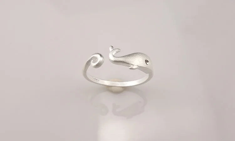 Adjustable Sterling Silver Dolphin Ring