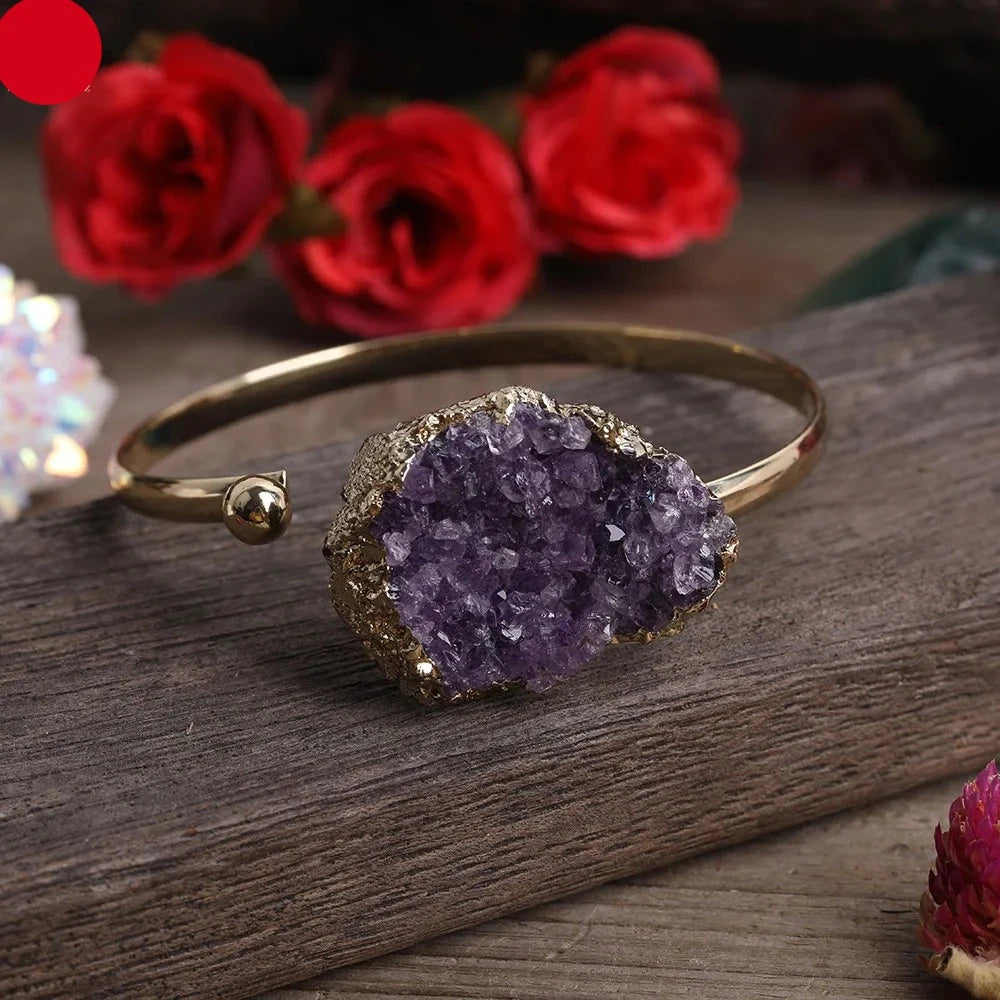 Natural Amethyst Cluster Cuff Bracelets