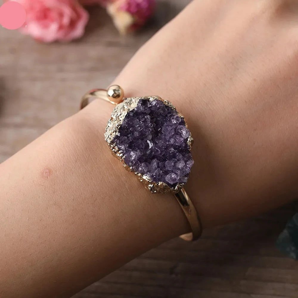 Natural Amethyst Cluster Cuff Bracelets