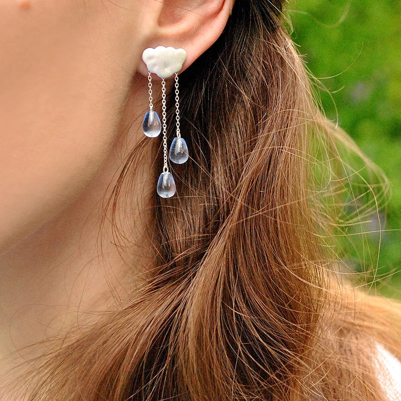 Sterling Silver Crystal Rain Cloud Earrings