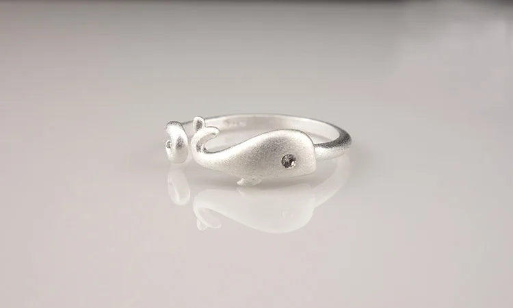 Adjustable Sterling Silver Dolphin Ring