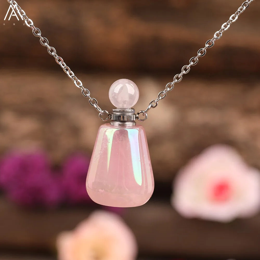 Angel Aura White Quartz Crystal Perfume Bottle Necklace