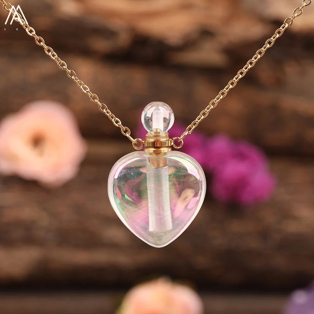 Angel Aura White Quartz Crystal Perfume Bottle Necklace