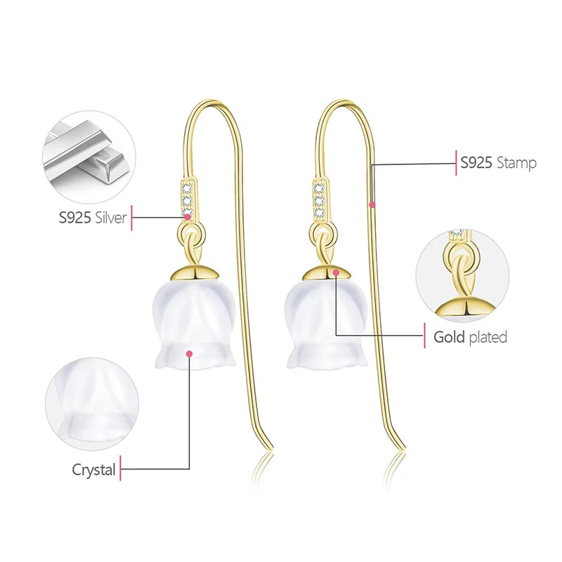 Sterling Silver or 18K Gold Bell Orchid Earrings