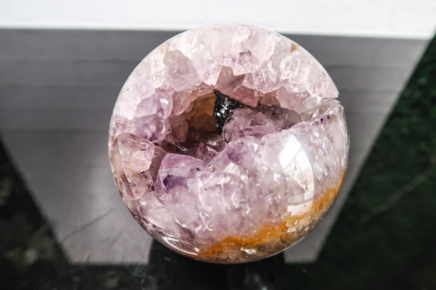 Amethyst Geode Sphere with Golden Healer