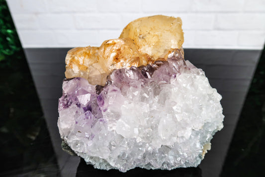 Large Amethyst Cluster with Clear Quartz and Iron Oxide