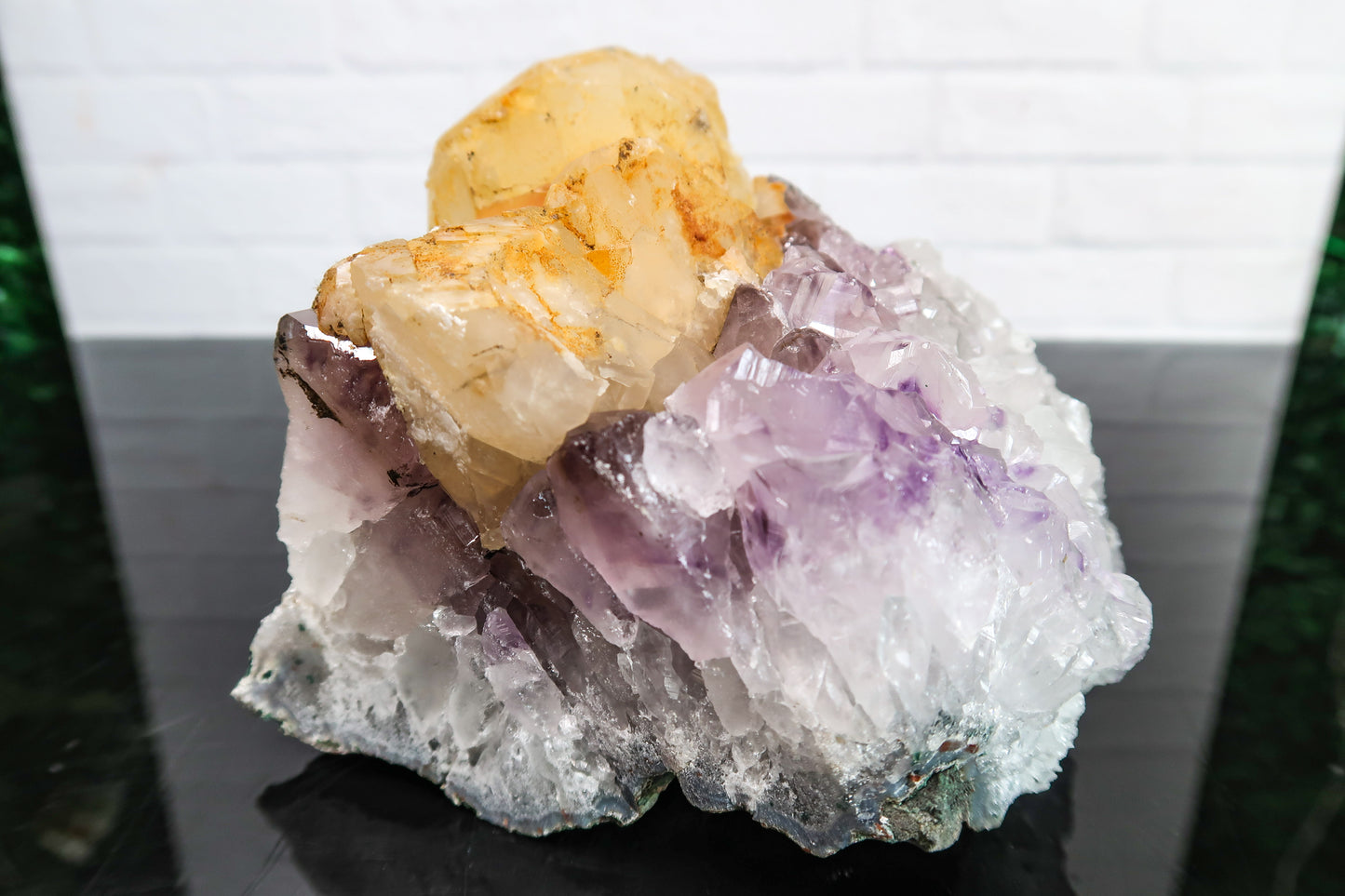 Large Amethyst Cluster with Clear Quartz and Iron Oxide