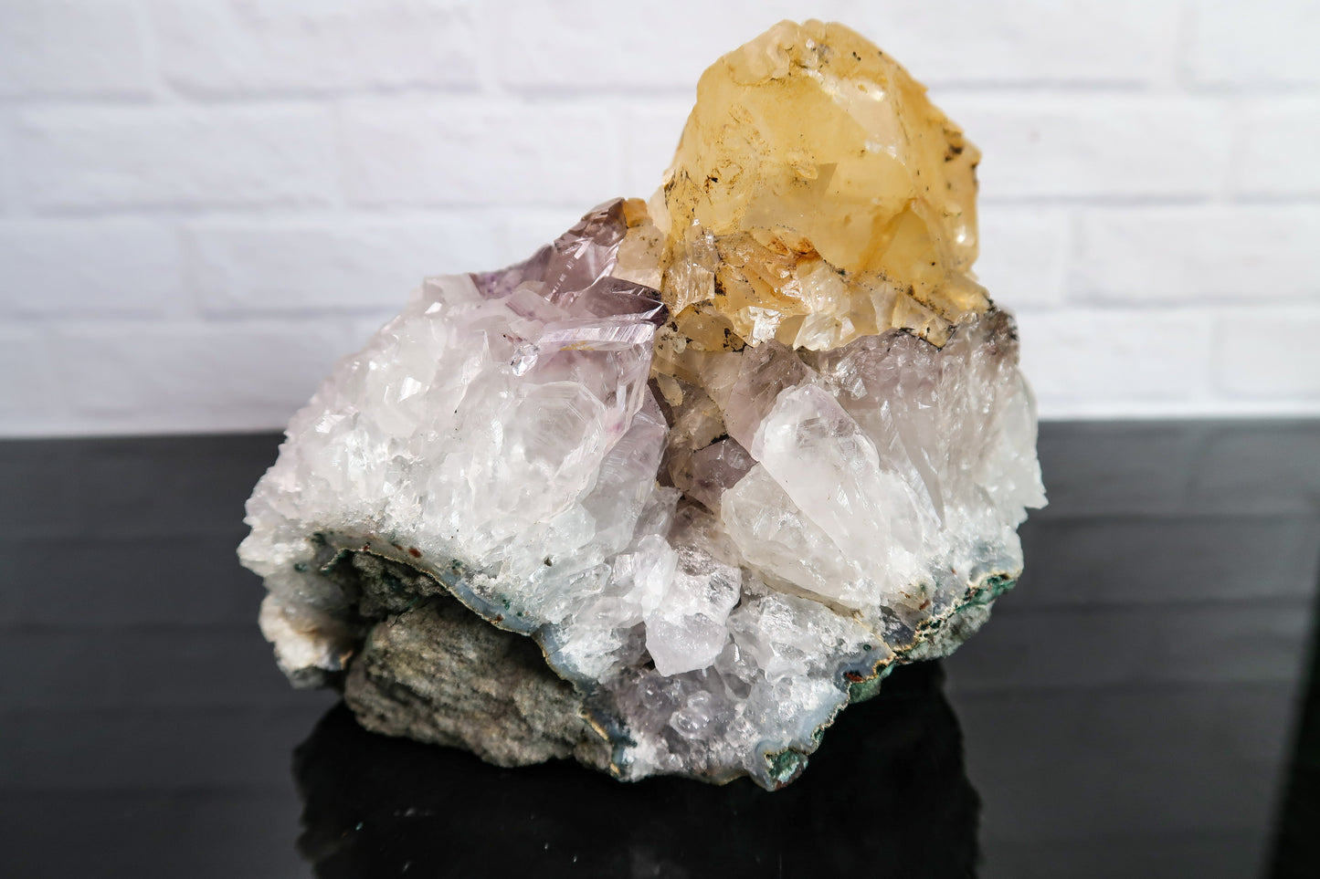 Large Amethyst Cluster with Clear Quartz and Iron Oxide