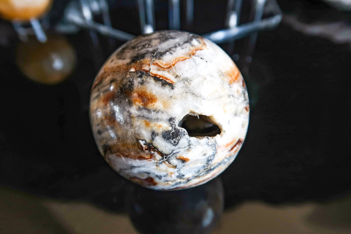 Crazy Lace Agate Sphere with Druzy Pockets #2