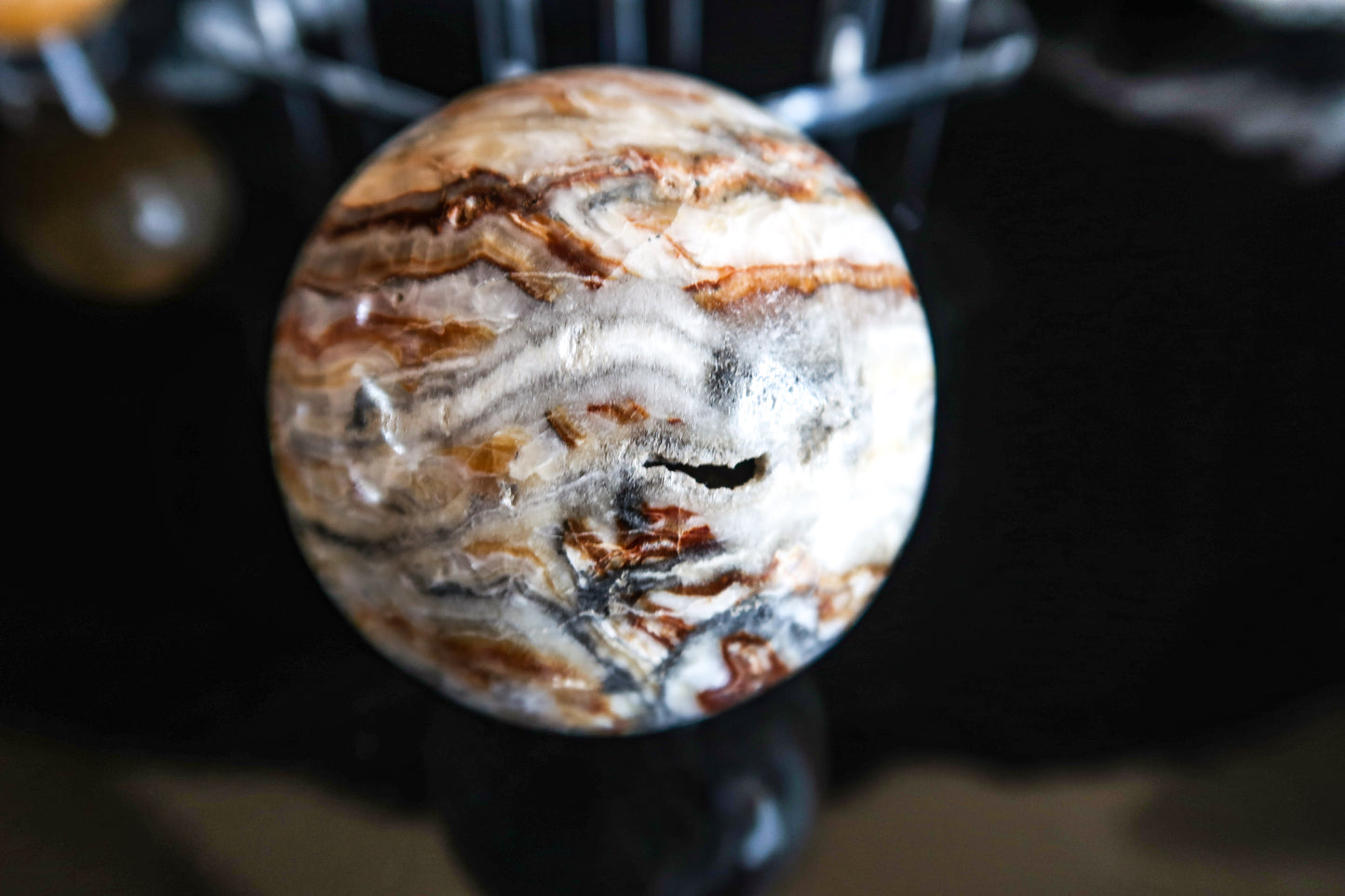 Crazy Lace Agate Sphere with Druzy Pockets #2