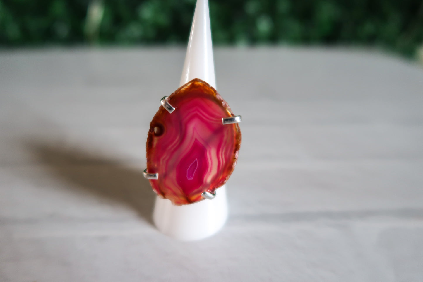 Dyed Pink Agate Ring #1