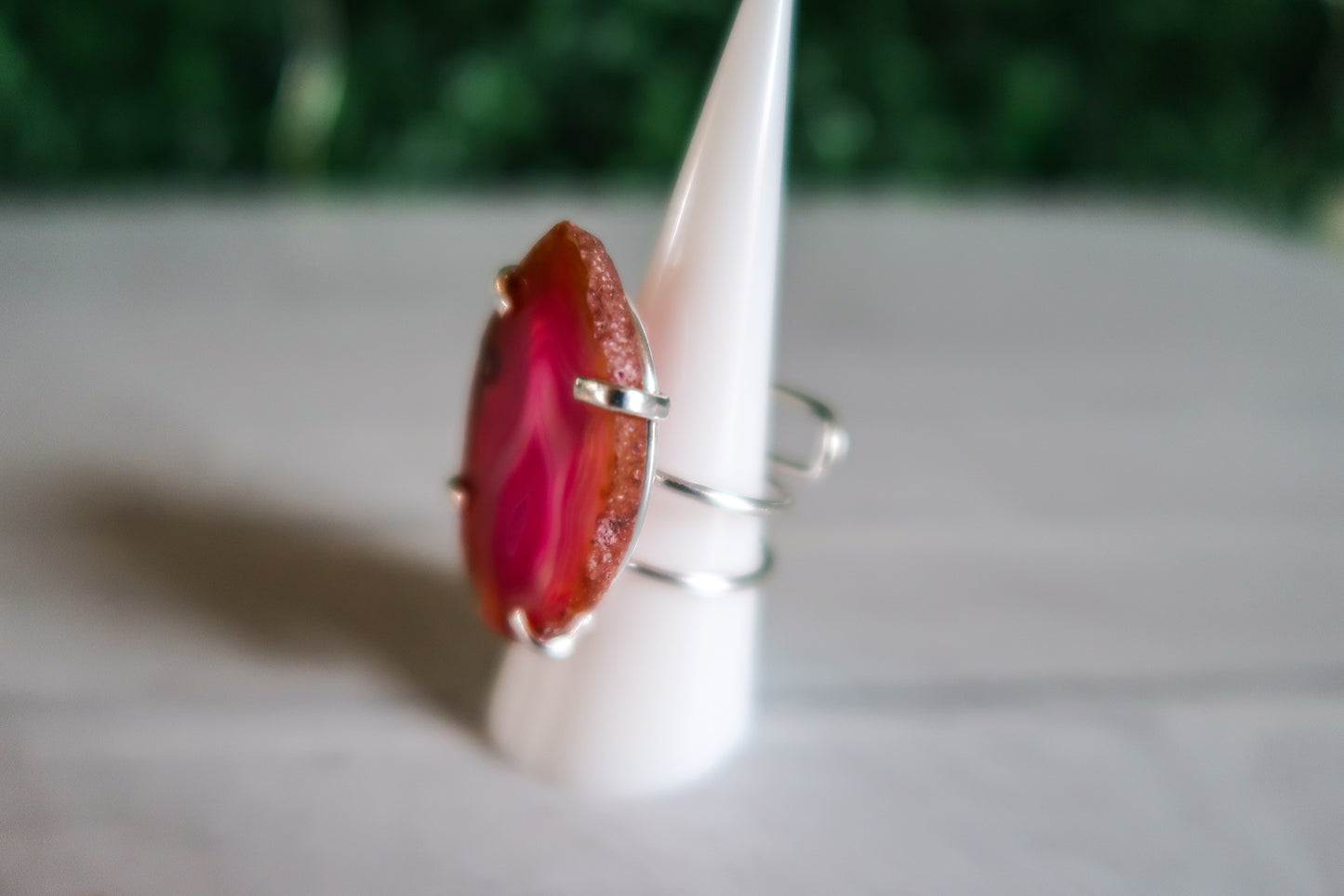 Dyed Pink Agate Ring #1