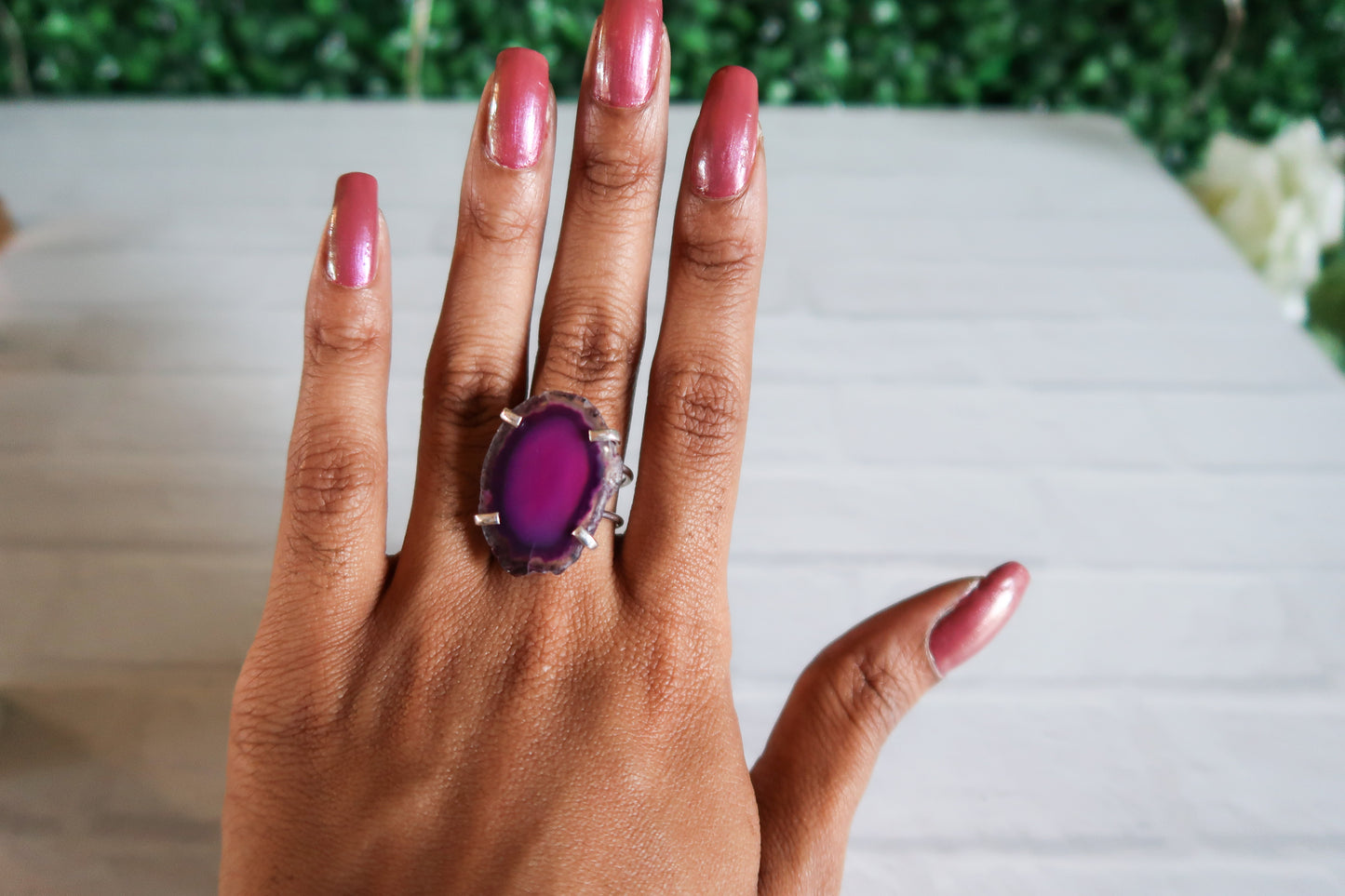 Dyed Purple Agate Ring #1