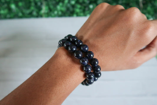 Blue Goldstone Beaded Bracelet