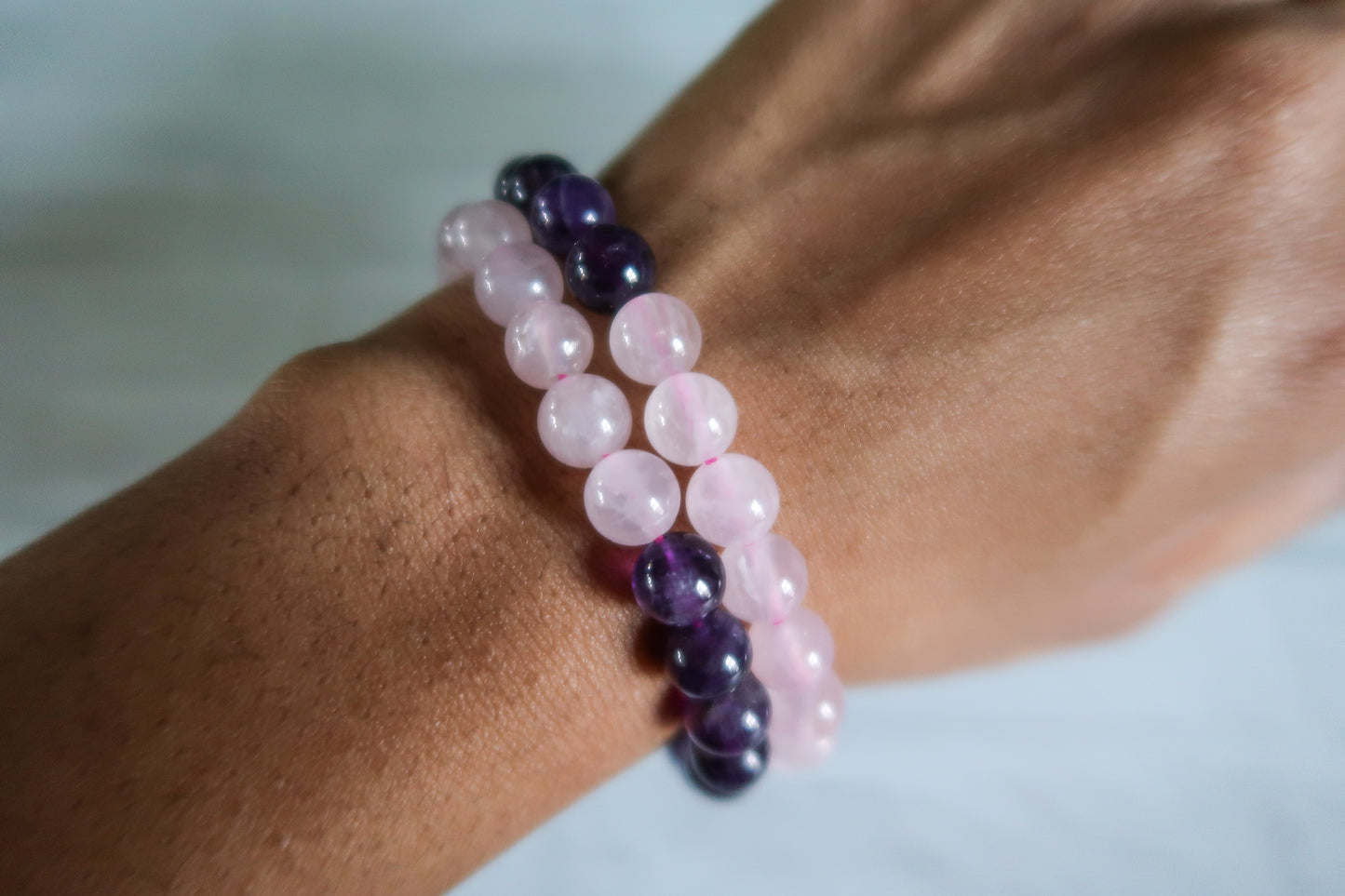 Amethyst & Rose Quartz Beaded Bracelet