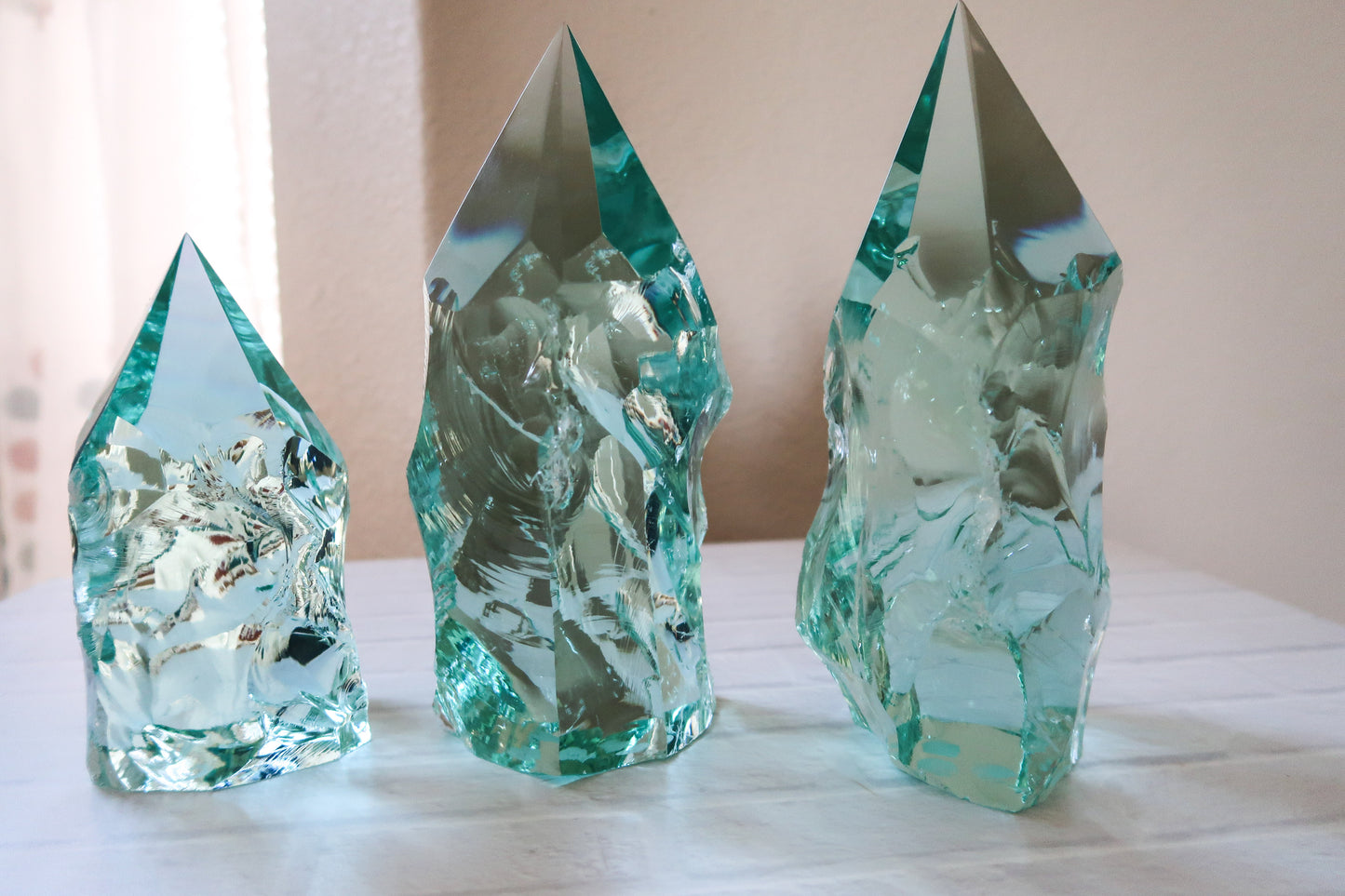 Exquisite Green Glass Tower Statement Piece