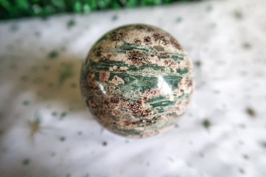 Green Flower Sakura Agate Sphere