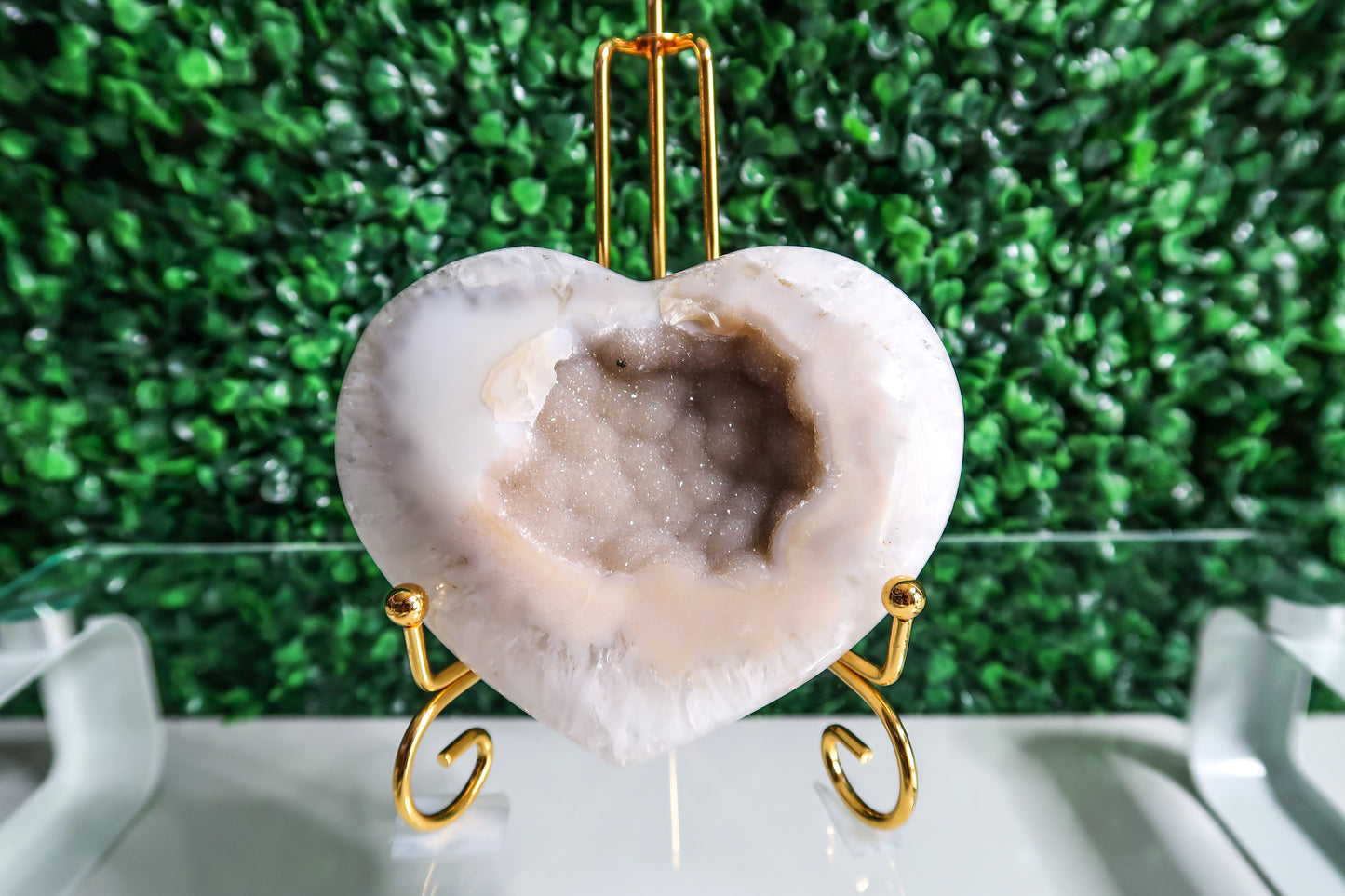 Gorgeous Agate Heart with a Sugary Druzy Center