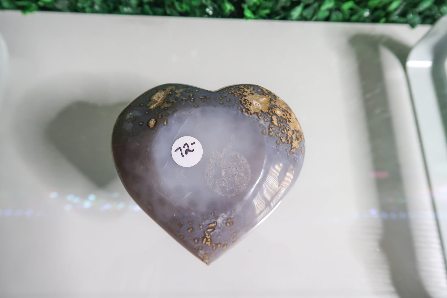 Lovely Agate Heart with Druzy Pyrite Center