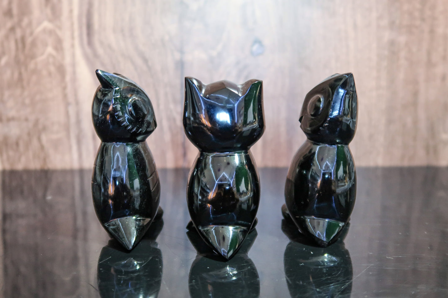 Obsidian Gold Sheen Owls