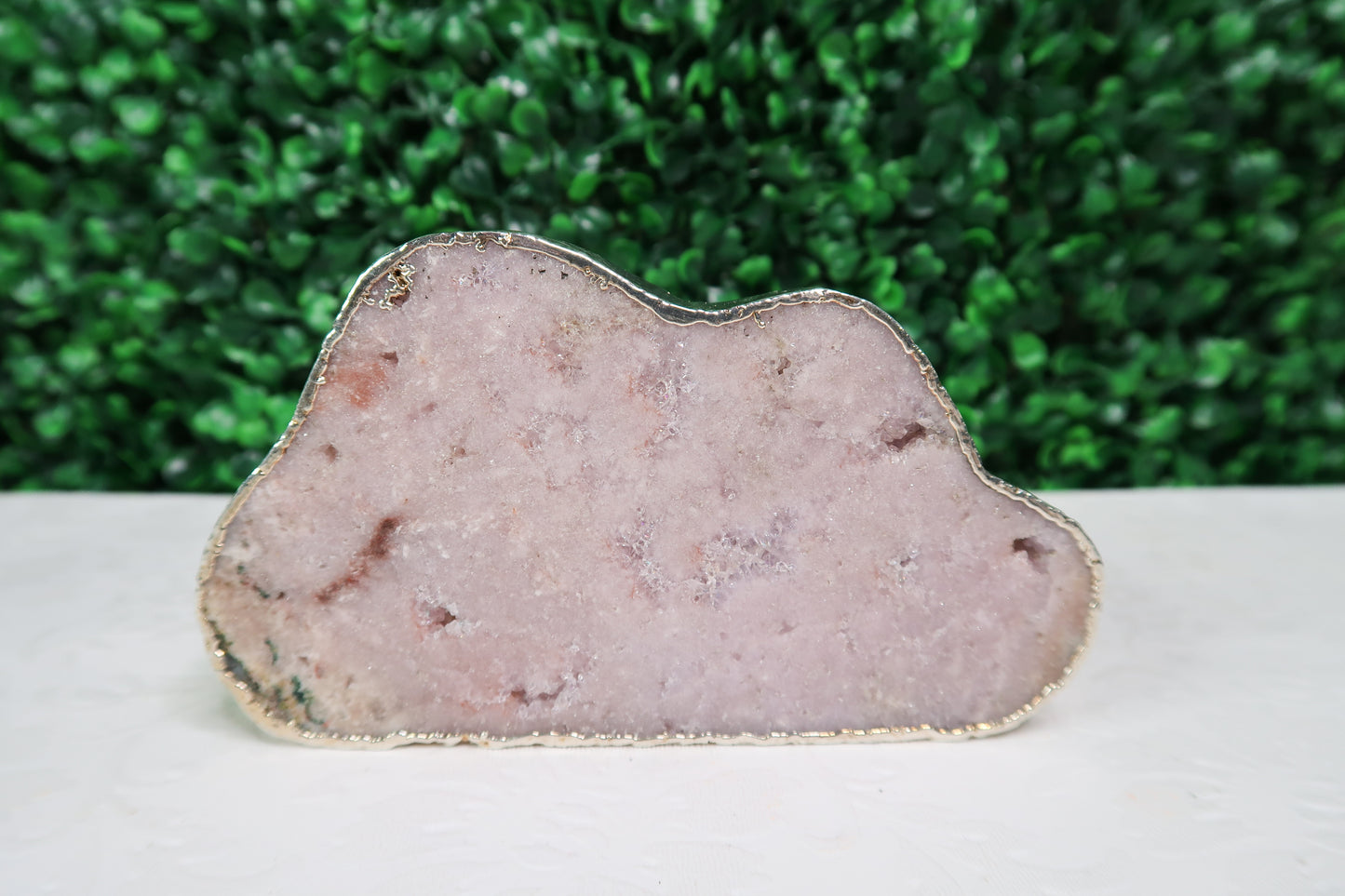 Pink Amethyst Clouds with Silver Border